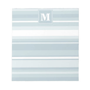 Monogram ice blue stripes notepad