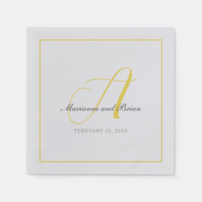 Monogram Illuminating Yellow, and  Grey Napkins (Front)