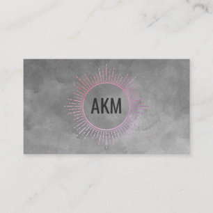 Monogram Illumination Elements Grey Watercolor Business Card