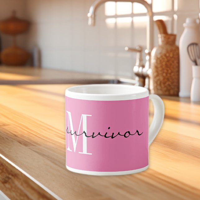 Monogram, i'm a survivor, 6oz Pink Speciality Espresso Cup (Creator Uploaded)