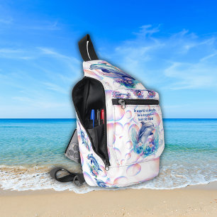 Monogram In a World of Sharks, Be a Dolphin White Sling Bag