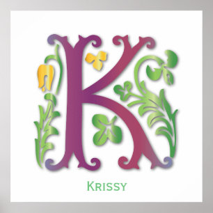 Monogram in Floral Design Poster