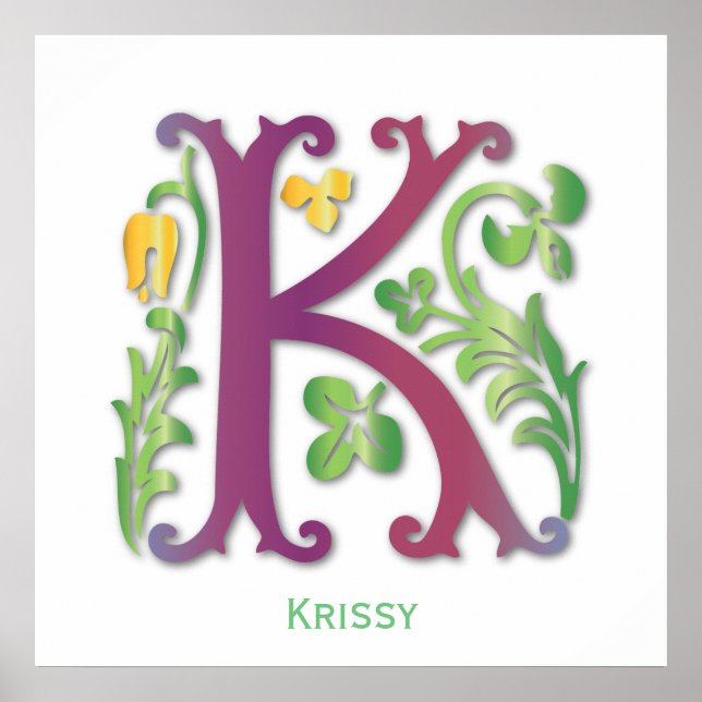 Monogram in Floral Design Poster (Front)