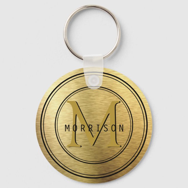 Monogram in Gold Foil Key Ring (Front)