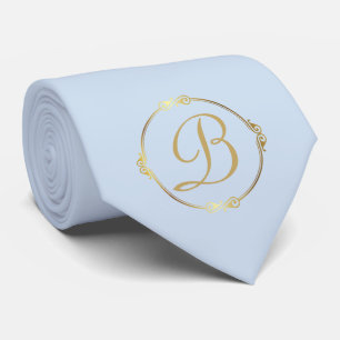 Monogram in gold with infinity circle on Blue   Tie