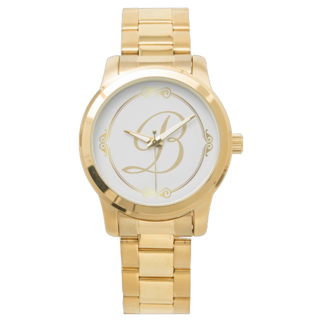 Monogram in gold with infinity circle on Gray | Watch (Front)