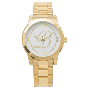 Monogram in gold with infinity circle on Grey   Watch