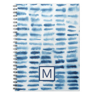 Monogram   Indigio Watercolor Print Spiral Notebook