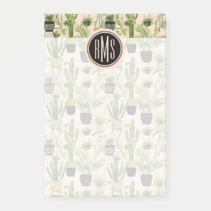 Monogram Indoor Oasis Plant Lineup Pattern Post-it Notes