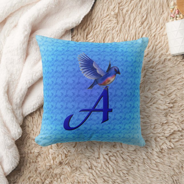 Monogram Initial A Bluebird Cushion (Blanket)