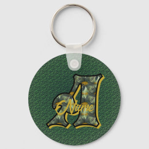 Monogram Initial A Daisies Art Personalised Key Ring