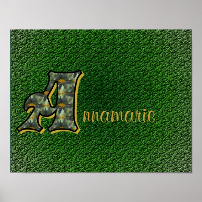 Monogram Initial A Daisies Art Personalised Poster (Front)