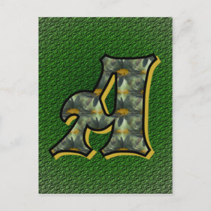 Monogram Initial A Daisies Floral Art Postcard