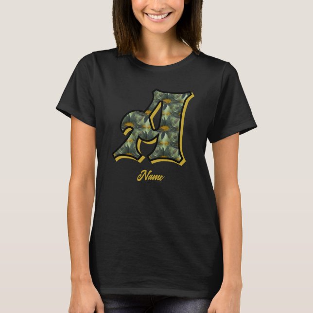 Monogram Initial A Daisy Flower Art Personalised T-Shirt (Front)
