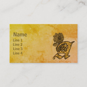 Monogram Initial A Elegant Gold Peony Flower Business Card