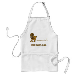 Monogram initial A Gold Peony Floral Personalised Standard Apron