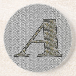 Monogram Initial A Hydrangea Flowers Coaster