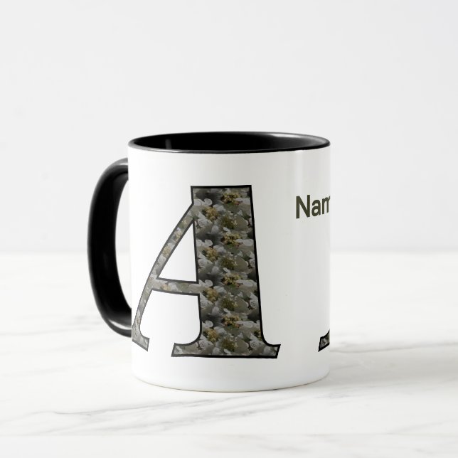 Monogram Initial A Hydrangea Flowers Personalised Mug (Front Left)