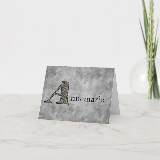 Monogram Initial A Hydrangea Flowers Personalised Note Card (Front)