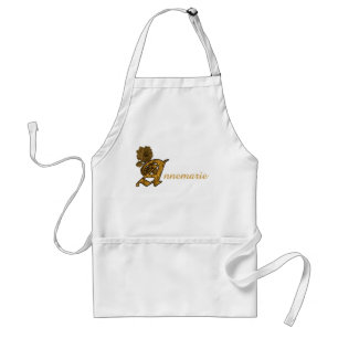 Monogram Initial A Name Gold Peony Personalised Standard Apron