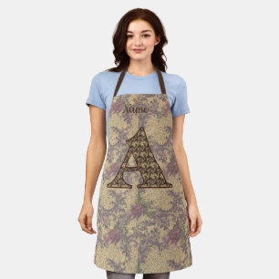 Monogram Initial A Vintage Floral Personalised Apron