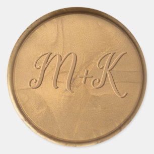 Monogram Initial Antique Gold Wax Seal Sticker