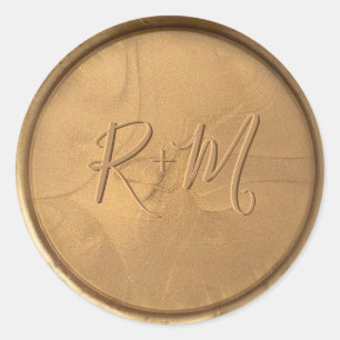Monogram Initial Antique Gold Wax Seal Sticker