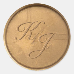 Monogram Initial Antique Gold Wax Seal Sticker