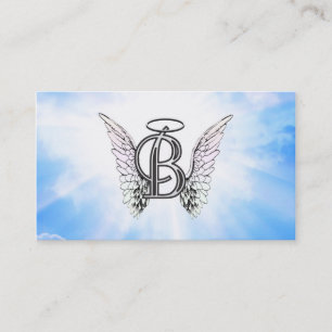 Monogram initial B alphabet letter with angel wing Business Card