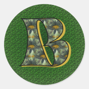 Monogram Initial B Black Daisies Sticker
