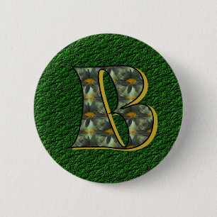 Monogram Initial B Daisies Flower Art 6 Cm Round Badge