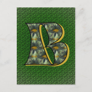 Monogram Initial B Daisies Flower Art Postcard