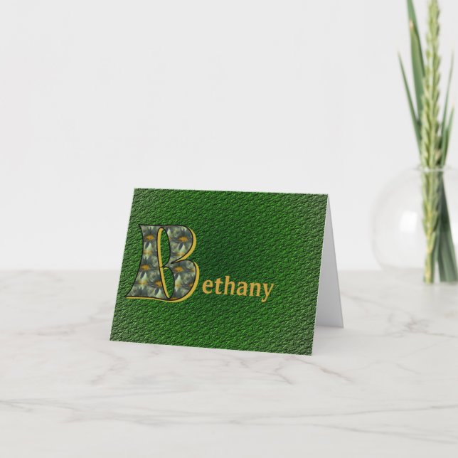 Monogram Initial B Daisies Foral Art Personalised Note Card (Front)