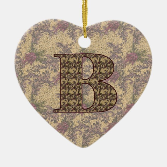 Monogram Initial B Elegant Floral Ornament (Front)