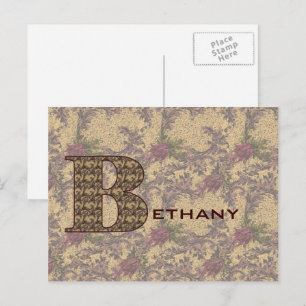 Monogram Initial B Elegant Floral Personalised Postcard