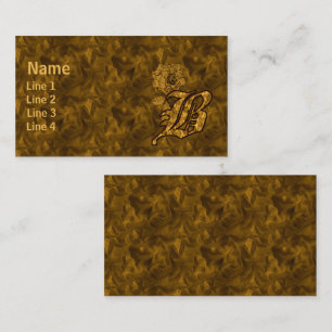 Monogram Initial B Elegant Gold Peony Flower Business Card