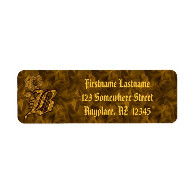 Monogram Initial B Gold Peony Return Address  (Front)