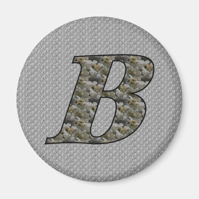 Monogram Initial B Hydrangea Floral Magnet (Front)