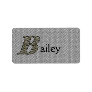 Monogram Initial B Hydrangea Flower Personalised Label