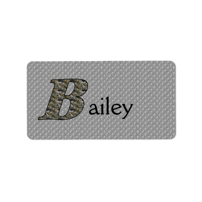 Monogram Initial B Hydrangea Flower Personalised Label (Front)