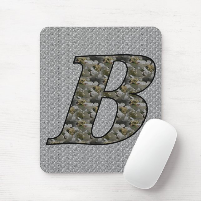 Monogram Initial B Hydrangea Flowers Mouse Pad (With Mouse)