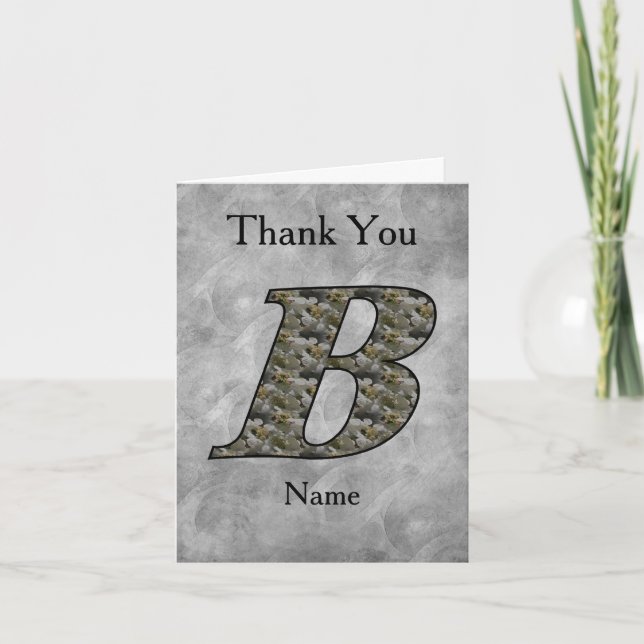 Monogram Initial B Hydrangea Flowers Personalised Thank You Card (Front)