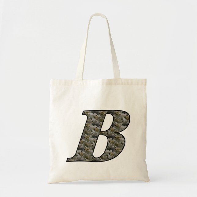 Monogram Initial B Hydrangea Flowers Tote Bag (Front)