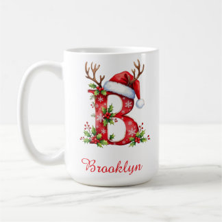Monogram initial B Santa merry Christmas  Coffee Mug