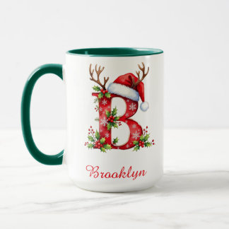 Monogram initial B Santa merry Christmas  Mug