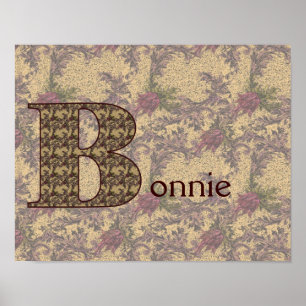 Monogram Initial B Vintage Floral Personalised Poster