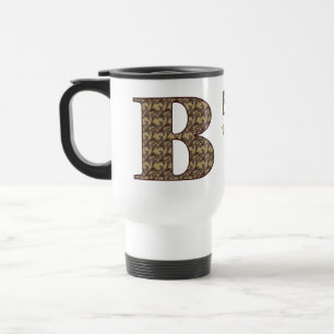Monogram Initial B Vintage Floral Personalised Travel Mug