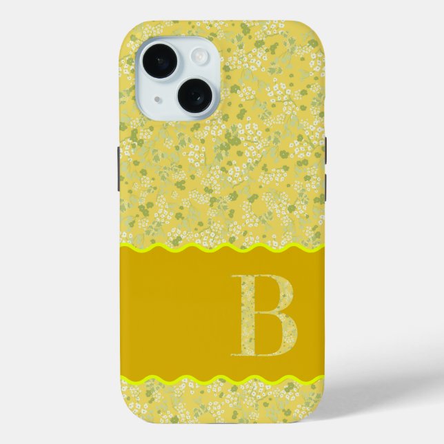 MONOGRAM INITIAL B YELLOW LITTLE FLOWERS Case-Mate iPhone CASE (Back)