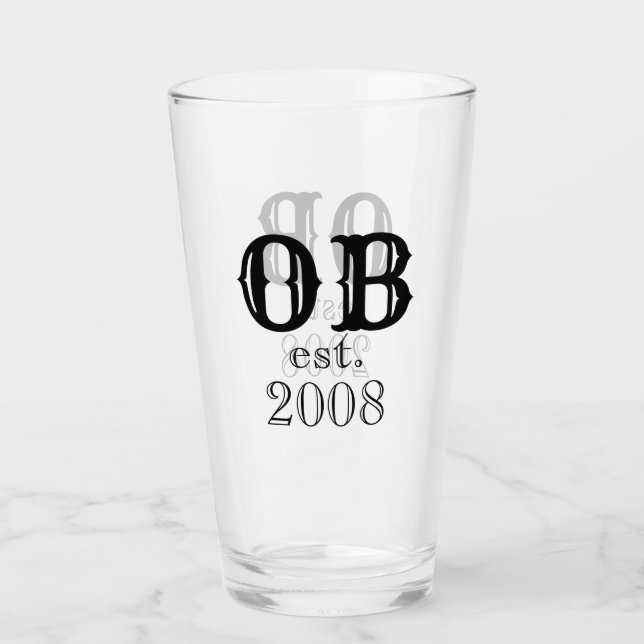 Monogram Initial Birthday est glass (Front)