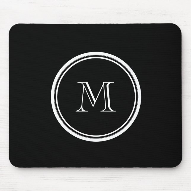 Monogram Initial Black High End Coloured Mouse Pad (Front)